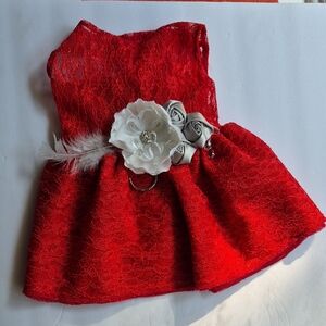 House of Furbaby Holiday Red Lace Dog Dress Nivia